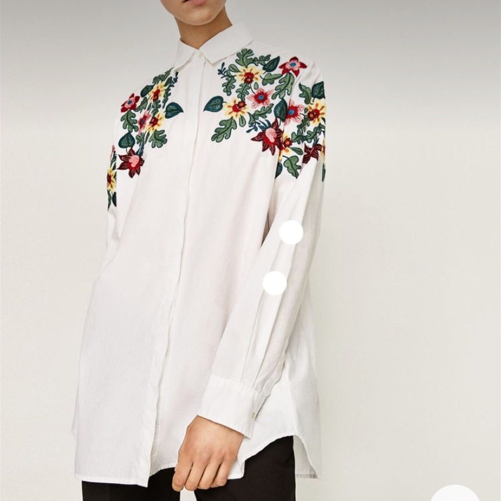 Button-up shirt with embroidery detail